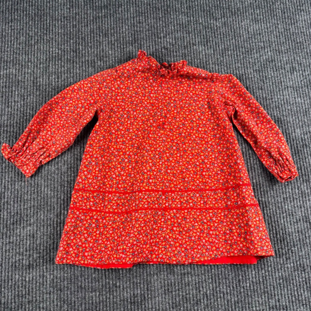 Vintage Handmade Girls Prairie Dress Set Calico Floral Pinafore Cottagecore 963 - Picture 12 of 13